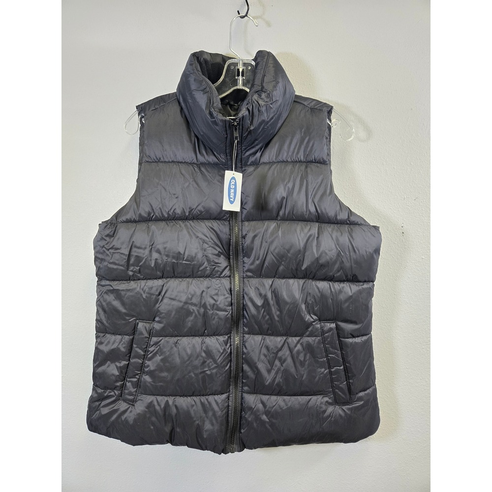 Old Navy Puffer Quilted Full Zip Sleeveless Winter Jacket Vest Black Large